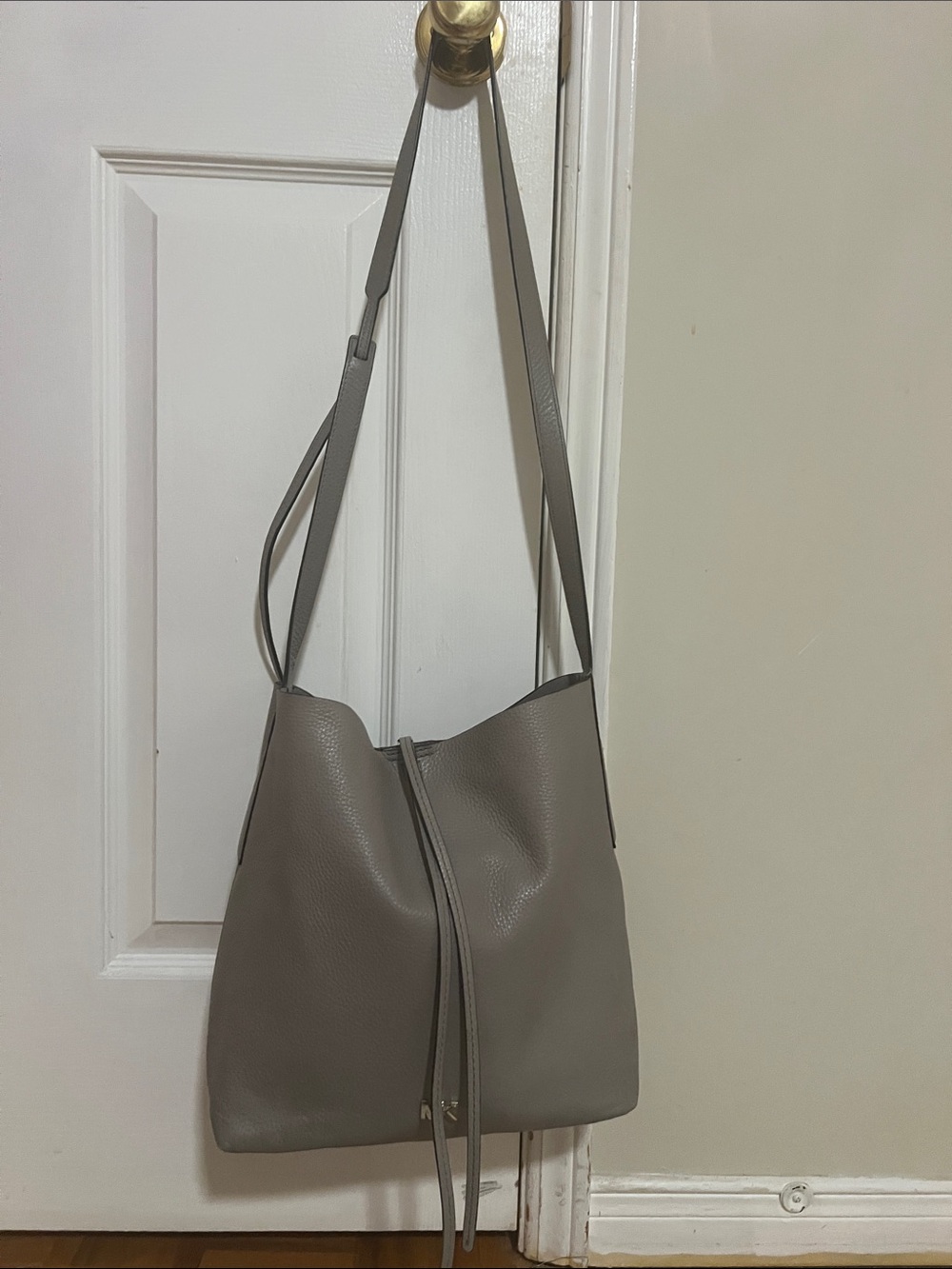 Michael Kors Pebbled Leather Junie Shoulder Bag - Gray - Picture 13 of 15